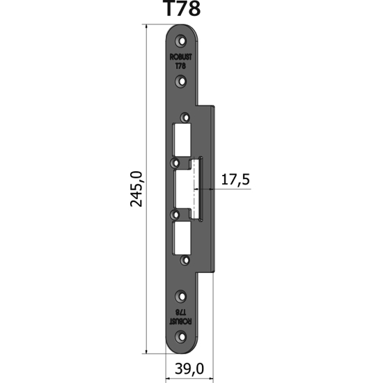 STOLPE T78 RETT 17,5 MM RST.EL.POL (80T78)