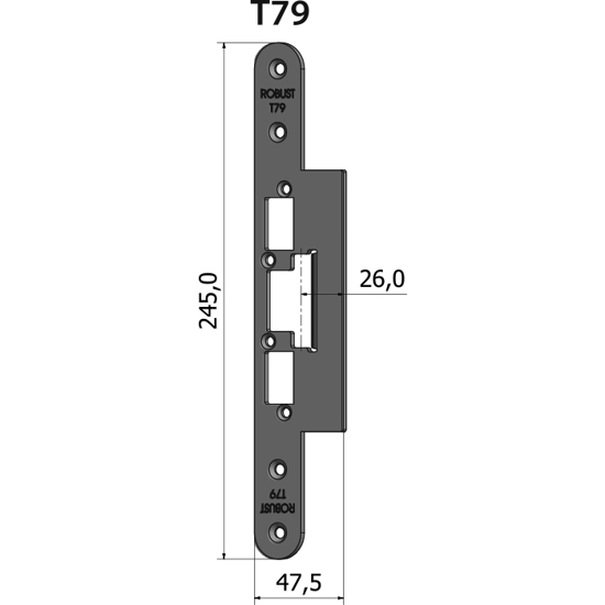 STOLPE T79 RETT 26 MM RST.EL.POL (80T79)