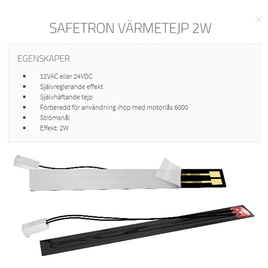 MOTORLÅSDEL LØS VARMETAPE 2W SAFETRON (M30710)