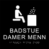 TAKTILE PIKTOGRAM: BADSTUE DAMER MENN, 180X180 MM, SORT