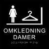 TAKTILE PIKTOGRAM: OMKLEDNING DAMER, 180X180 MM, SORT