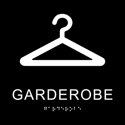Bilde av TAKTILE PIKTOGRAM: GARDEROBE, 180X180 MM, SORT