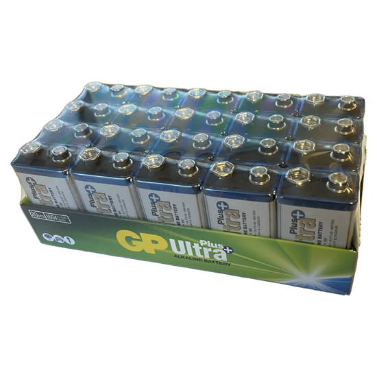 BATTERI GP ULTRA+ ALKALINE 9V 20-PK