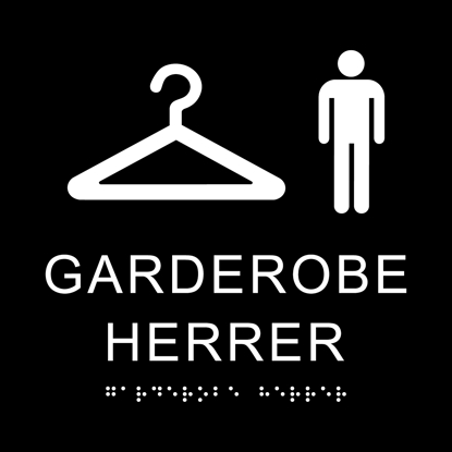 Bilde av TAKTILE PIKTOGRAM: GARDEROBE MENN, 180X180 MM, SORT
