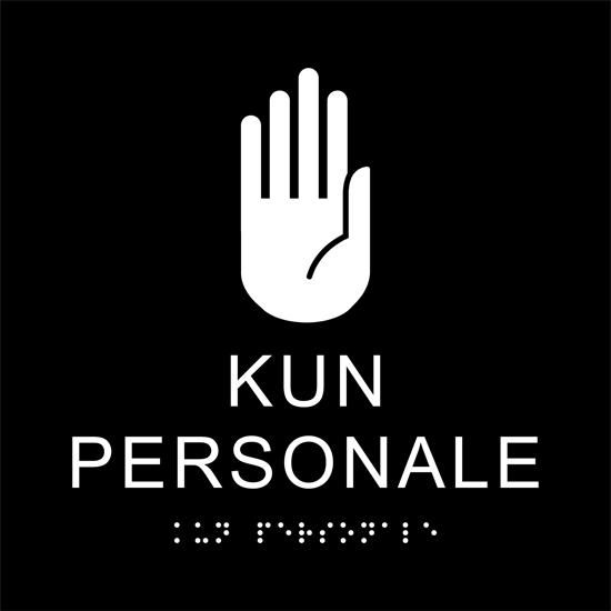 TAKTILE PIKTOGRAM: KUN PERSONALE, 180X180 MM, SORT