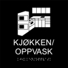 TAKTILE PIKTOGRAM: KJØKKEN/OPPVASK, 180X180 MM, SORT