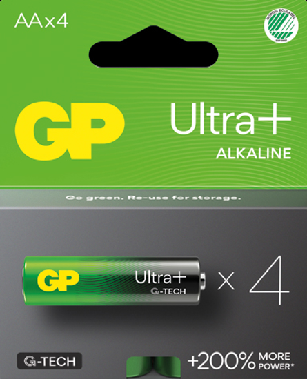 BATTERI GP ULTRA PLUS ALKALINE AA/LR6 1,5V 4-PK SV