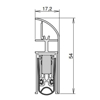 HEVETERSKEL SCHALL-EX L-15 FS C-O, 1224 MM FOR UTENPÅLIGGENDE MONTERING (> 1135 MM)