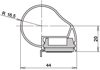 KLEMSIKRING BA-20/22, H-SIDE, UTENPÅLIGGENDE HENGSEL, L=1735 MM ALU, HVIT RAL9016, NY TYPE!