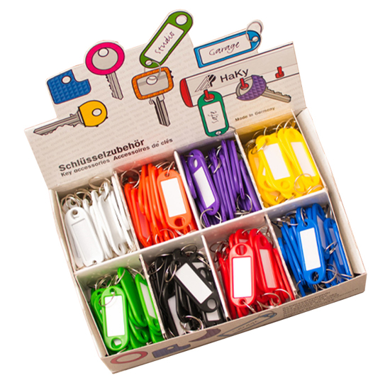 NØKKELMERKE M/SKRIVEFELT OG RING A 200 STK, ASS.FARGER (N300)